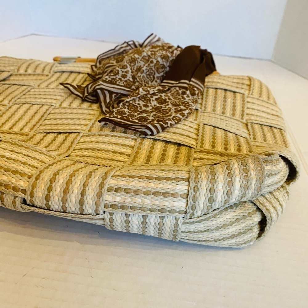 Italian Carabella Handbag Vintage Weave Basket w/Burmel Handkerchief Resort - Picture 9 of 16